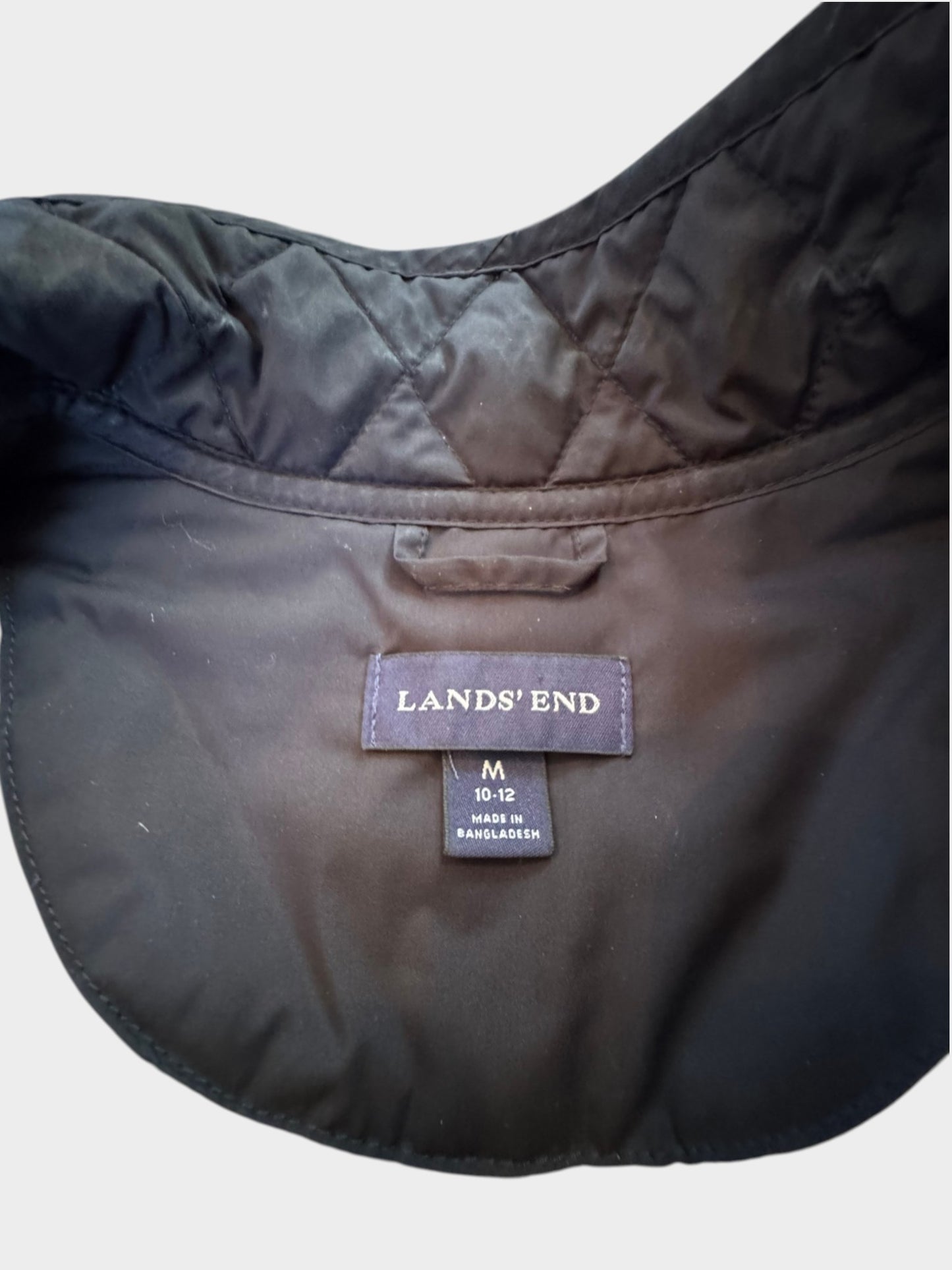 Lands’ End Black Quilted Lightweight Zip Front Jacket Women’s Medium 10-12