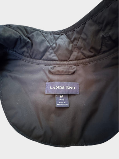 Lands’ End Black Quilted Lightweight Zip Front Jacket Women’s Medium 10-12