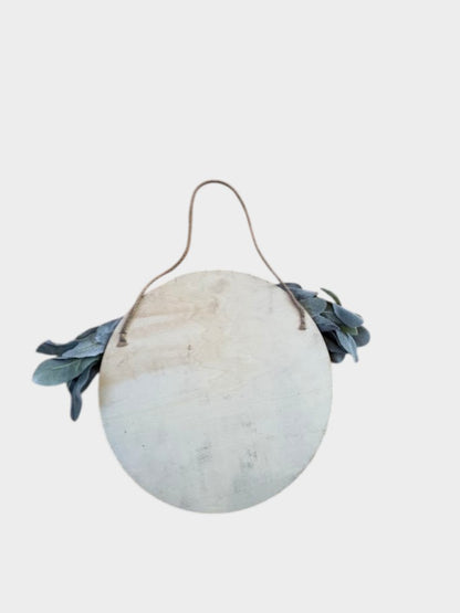 Farmhouse Round Welcome Door Hanger with Greenery & Burlap Bow – 12” Rustic Wall Decor
