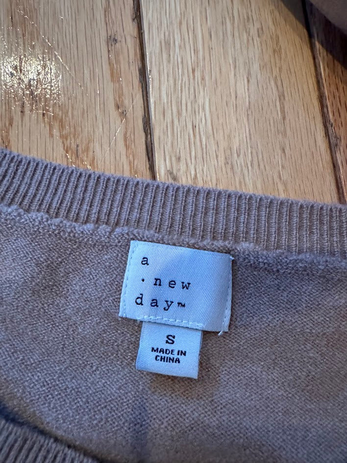 A New Day Taupe Button Front Cardigan Sweater Women’s Small Soft Knit