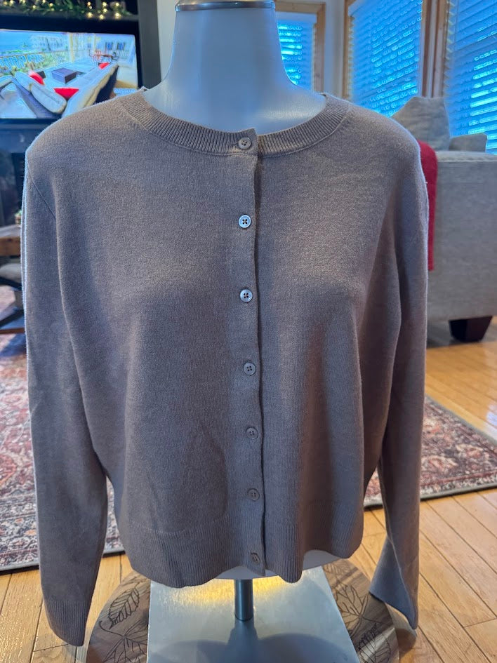 A New Day Taupe Button Front Cardigan Sweater Women’s Small Soft Knit