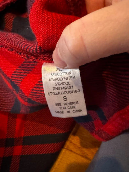 Favlux Red & Black Plaid Belted Cardigan Jacket Women’s Small Buffalo Check Wrap Coat