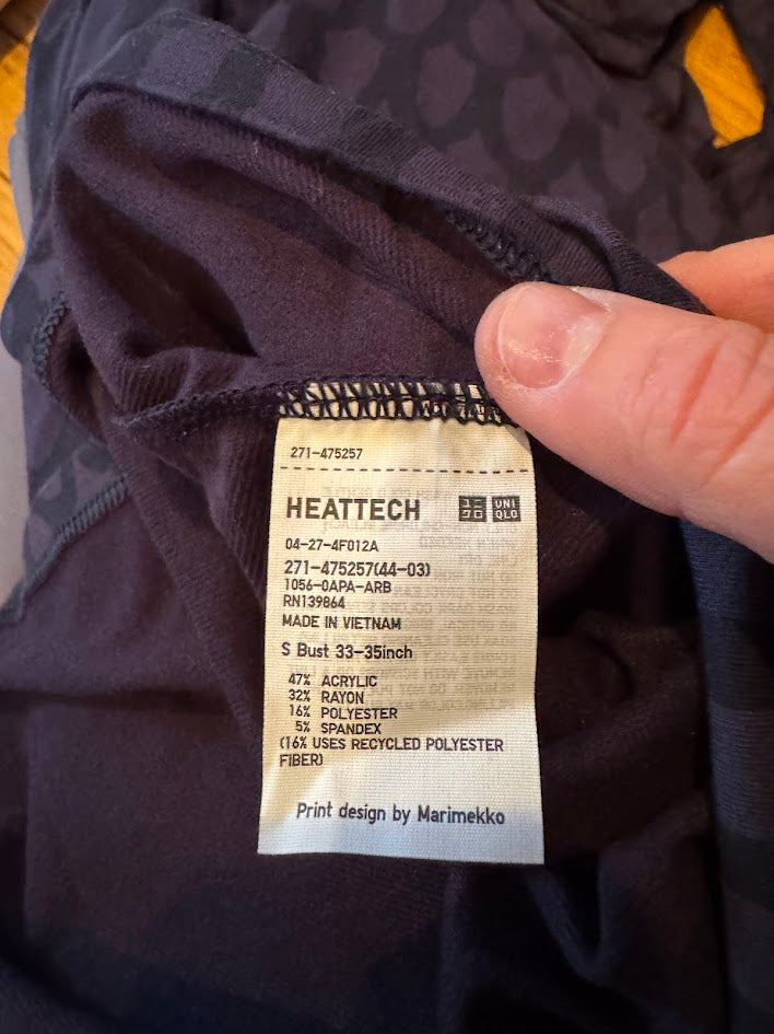 Uniqlo x Marimekko HEATTECH Matching Set Navy Fleece Jacket & Turtleneck Women’s Small