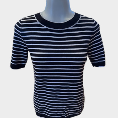 Talbots Black & White Striped Knit Top Women’s XS Short Sleeve Sweater Tee