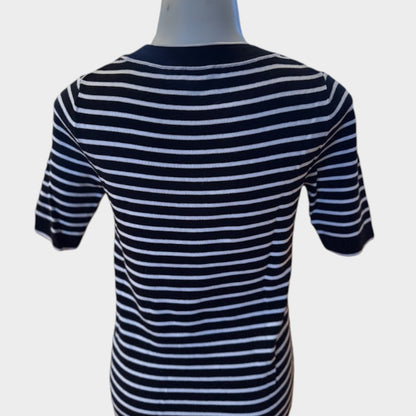 Talbots Black & White Striped Knit Top Women’s XS Short Sleeve Sweater Tee