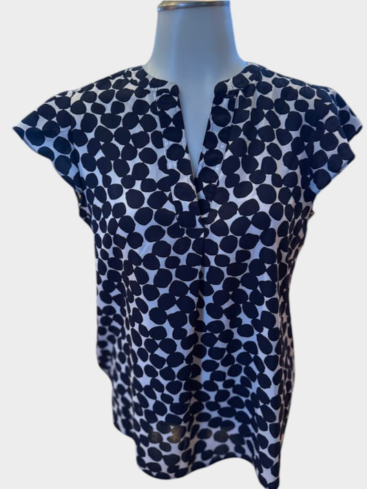 Calvin Klein Navy & White Polka Dot Blouse Women’s XS Stretch Top