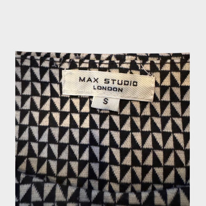 Max Studio London Black & White Geometric Print Blouse Women’s Small 3/4 Sleeve Top