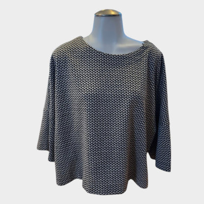 Max Studio London Black & White Geometric Print Blouse Women’s Small 3/4 Sleeve Top