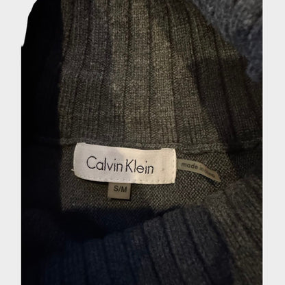 Calvin Klein Charcoal Gray Buckle Cowl Neck Poncho Sweater S/M
