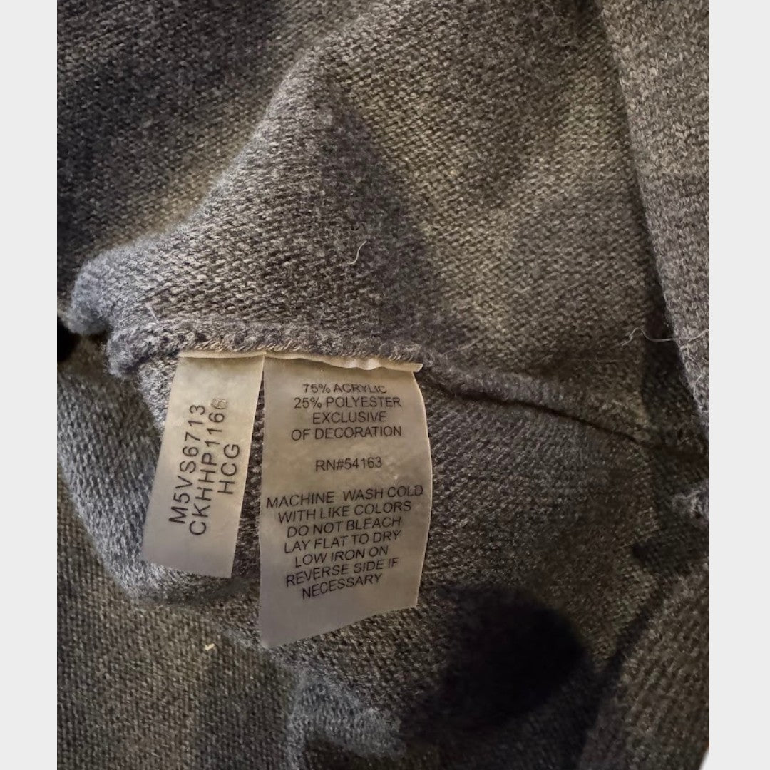 Calvin Klein Charcoal Gray Buckle Cowl Neck Poncho Sweater S/M