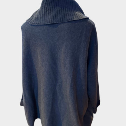 Calvin Klein Charcoal Gray Buckle Cowl Neck Poncho Sweater S/M
