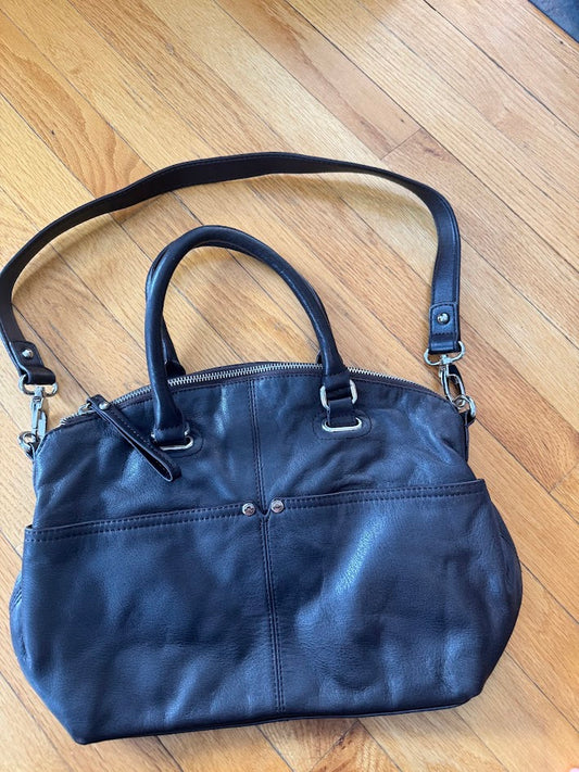 Tignanello Brown Leather Satchel Crossbody Bag | Classic Everyday Handbag with Strap