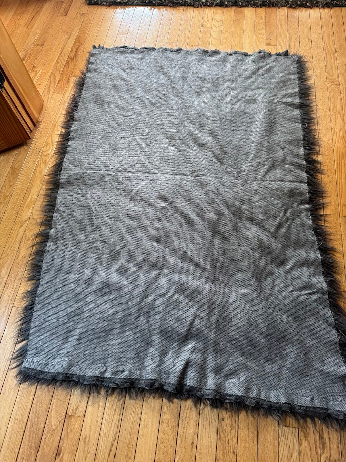 Thick Gray Faux Fur Rug or Throw Blanket – 42x60" Plush Shag Style for Couch or Bed