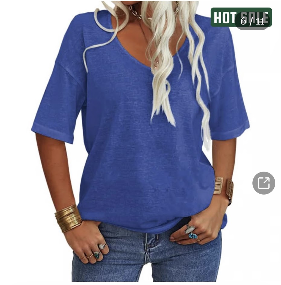 Women's Essential V-Neck Tee Bundle – Set of 3 (Blue, Pink & Army Green) Size Medium