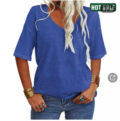 Women's Essential V-Neck Tee Bundle – Set of 3 (Blue, Pink & Army Green) Size Medium