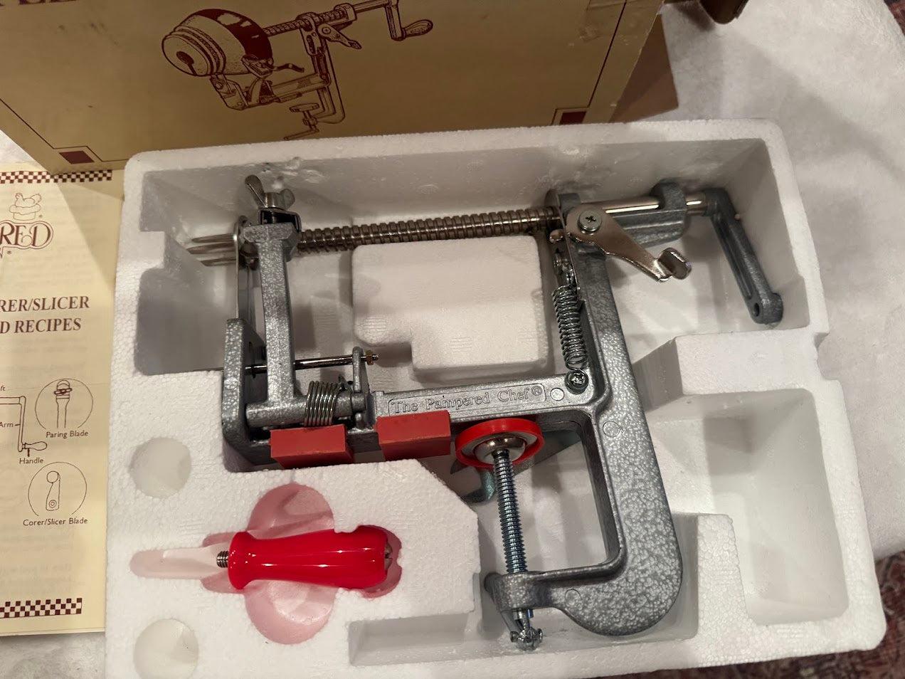 Pampered Chef Apple Peeler • Corer • Slicer with Box & Instructions