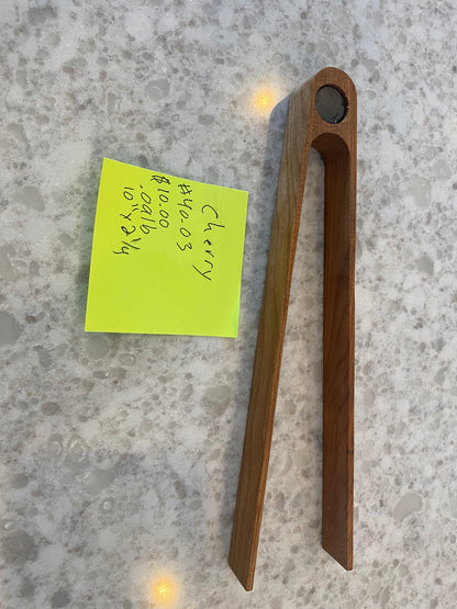Handcrafted Cherry Wooden Tongs | Artisan Serving & Kitchen Utensil