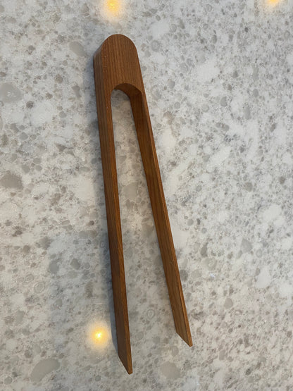 Handcrafted Cherry Wooden Tongs | Artisan Serving & Kitchen Utensil
