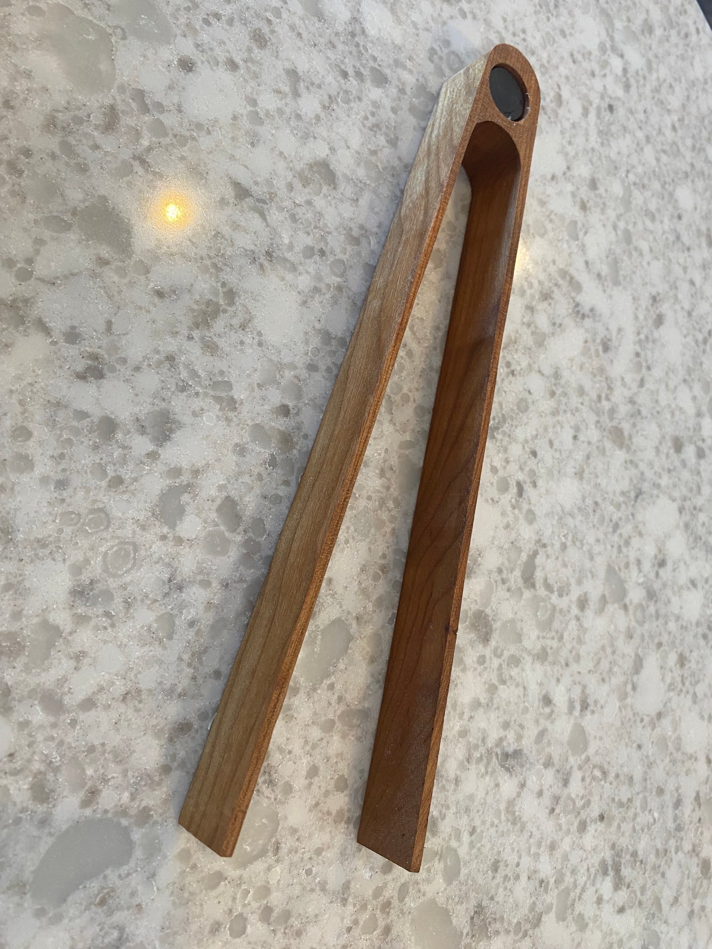 Handcrafted Cherry Wooden Tongs | Artisan Serving & Kitchen Utensil (07.40.03)