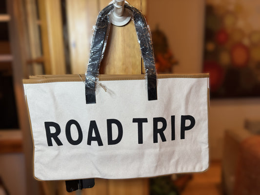 “Road Trip” Canvas Tote – 20" x 11" x 6" | Durable Travel & Everyday Bag | Brand New