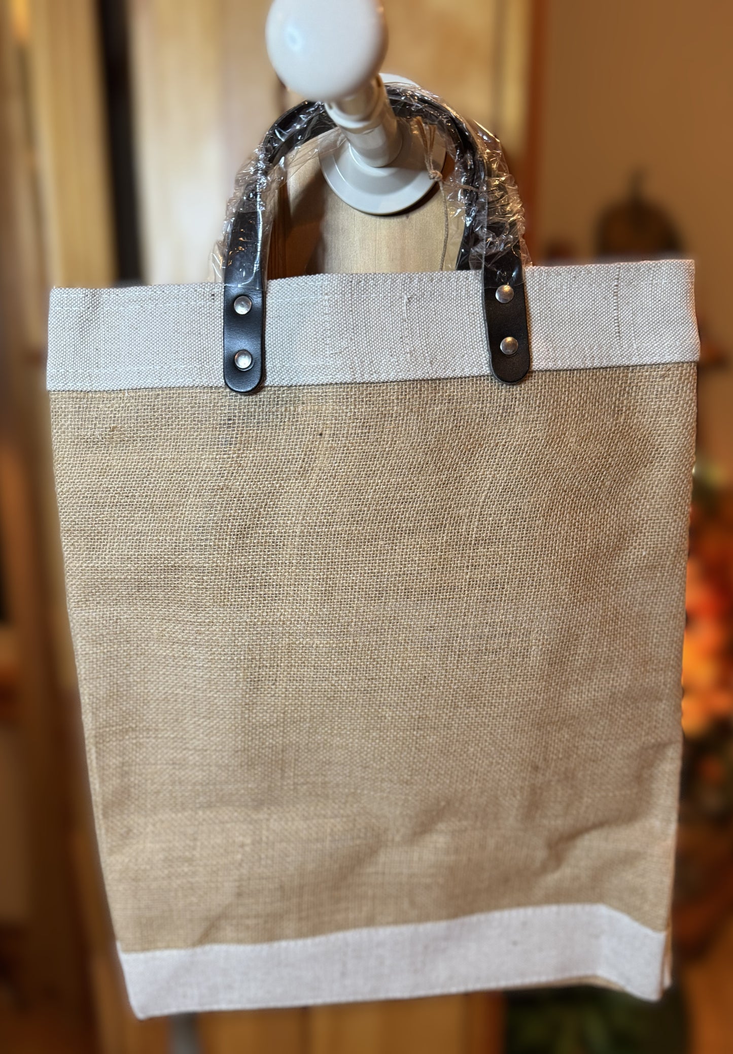 “Road Trip” Farmer’s Market Tote – Natural Jute & Canvas Bag | Travel, Errands & Everyday Use