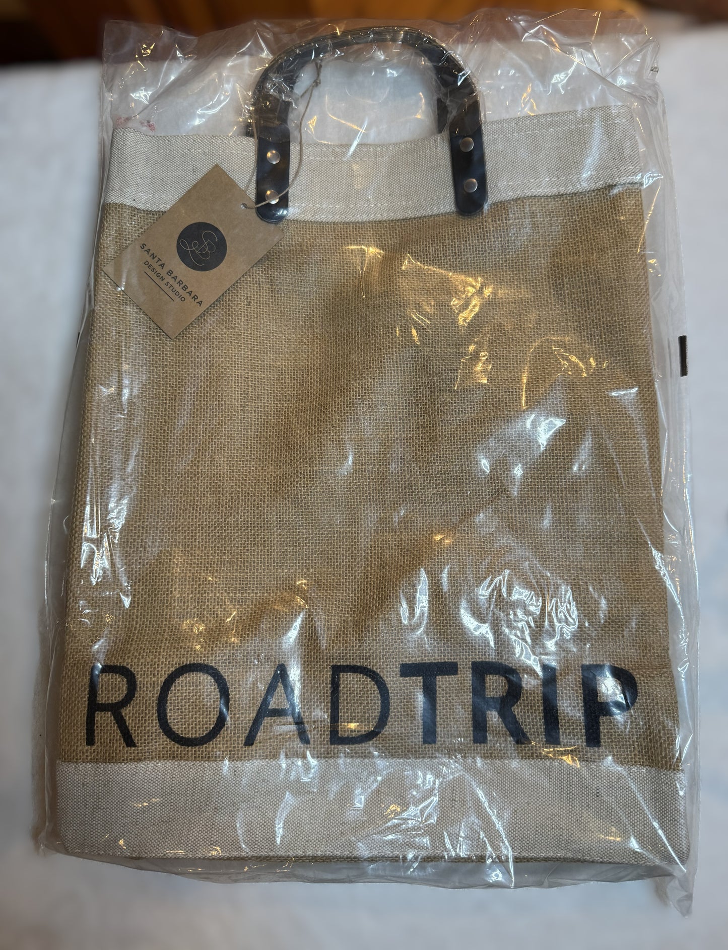 “Road Trip” Farmer’s Market Tote – Natural Jute & Canvas Bag | Travel, Errands & Everyday Use