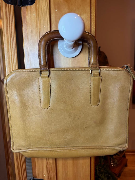 Vintage Coach Leather Briefcase Tote – Glove-Tanned Cowhide – Tan Full-Grain Leather