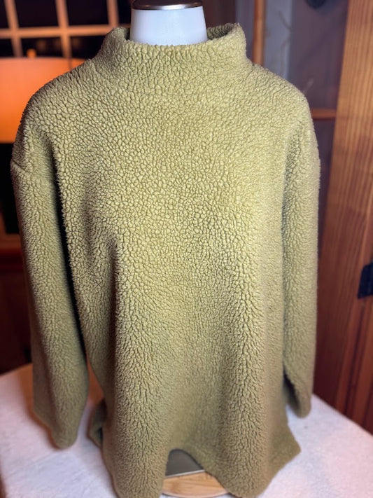 A Month of Sundays Sherpa Fleece Pullover – Cozy Textured Mock Neck – Size Small