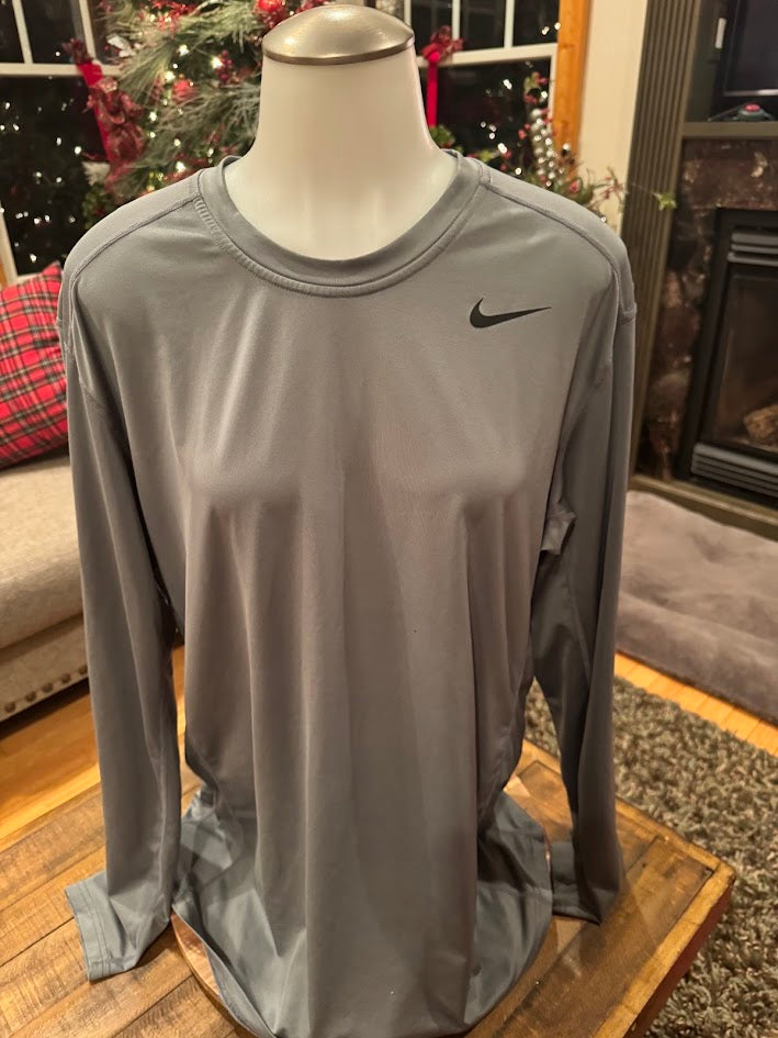 Men’s Nike Dri-FIT Long Sleeve Tee – Size Large | Gray & Black Performance Shirt
