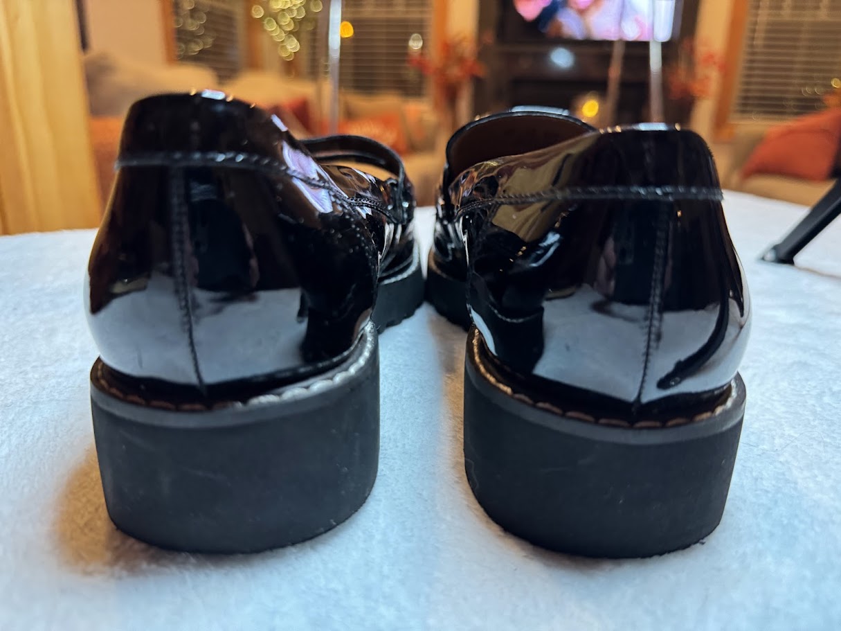 Franco Sarto Black Patent Chunky Loafers — Women’s Size 8