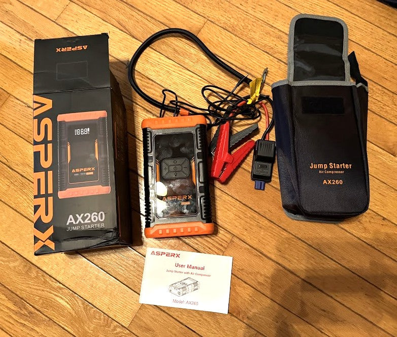 ASPERX AX260 Jump Starter with Built-In Air Compressor — Open Box