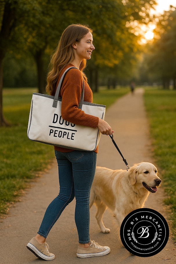 DOGS Over People Canvas Tote Bag – Large Everyday Shoulder Tote for Dog Lovers | Santa Barbara Design Studio