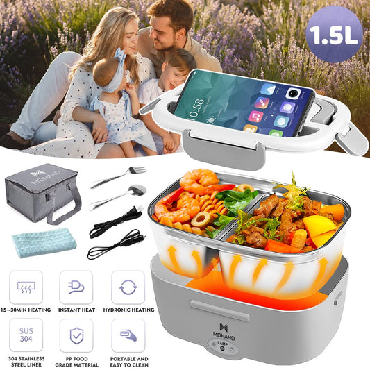 Electric Lunch Box – Portable Self-Heating Food Warmer In White for Work, Car & Outdoors with Lunch Bag New In Box