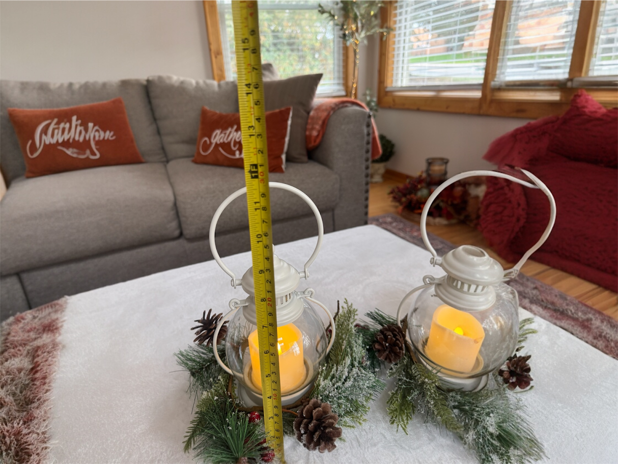 Home Reflections Lanterns with Seasonal Rings | Harvest Pumpkin & Pinecone Greenery | Indoor Outdoor Decor