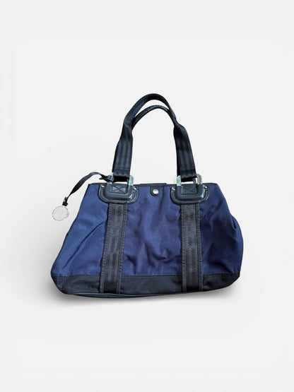 Franco Sarto Structured Nylon Tote Bag – Navy & Black Shoulder Bag w/ Leather Trim