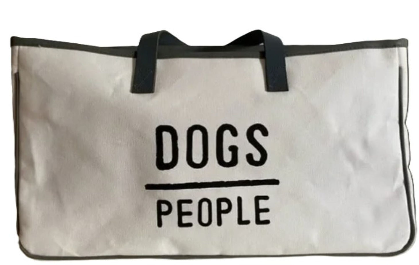 Dogs Over People Canvas Tote Bag – Large 20" Weekender with Leather Handles, Dog Lover Gift