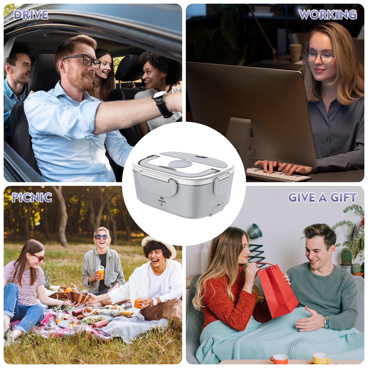 Electric Lunch Box – Portable Self-Heating Food Warmer In White for Work, Car & Outdoors with Lunch Bag New In Box