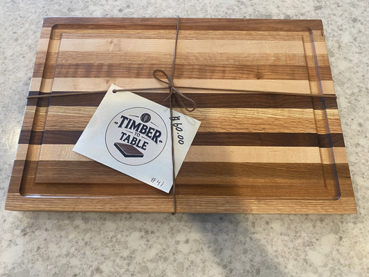 Handmade Walnut, Maple, Cherry & Oak Cutting Board – 11.75” x 17.5” Edge Grain – Timber to Table | Gift-Ready 07.41