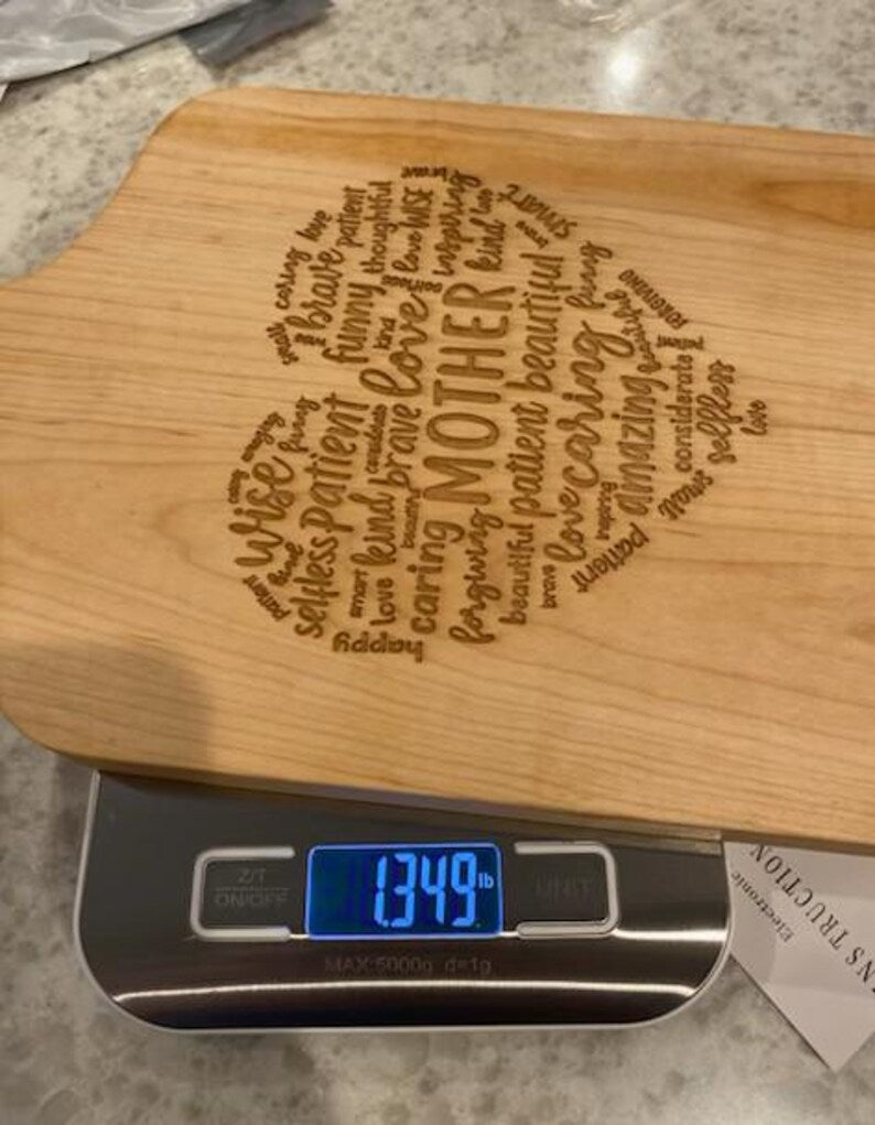 Personalized Mother's Kitchen Decor: Engraved Wood Cutting Board 07.07
