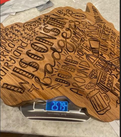 Board 07.03 Handcrafted Wisconsin State Cutting Board