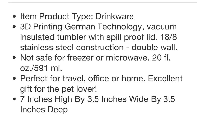 Dachshund Design Tumbler - Hot/Cold Beverage Container