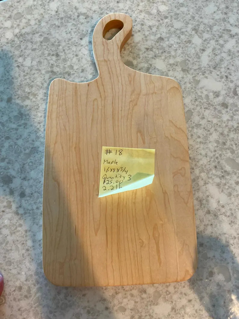 Rustic Maple Cutting Board - Handmade Kitchen Prep Board with Handle 07.18