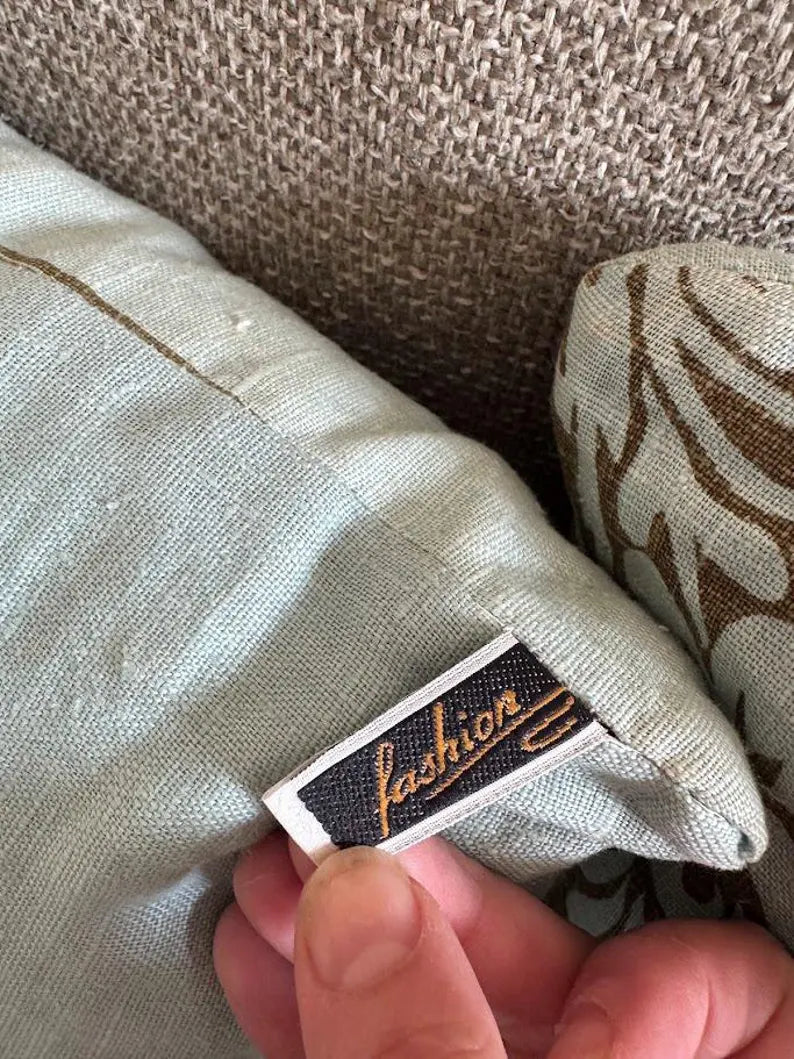 Blue and Brown Paisley and Striped Farmhouse Throw Pillow Covers 18x18 Set of 4