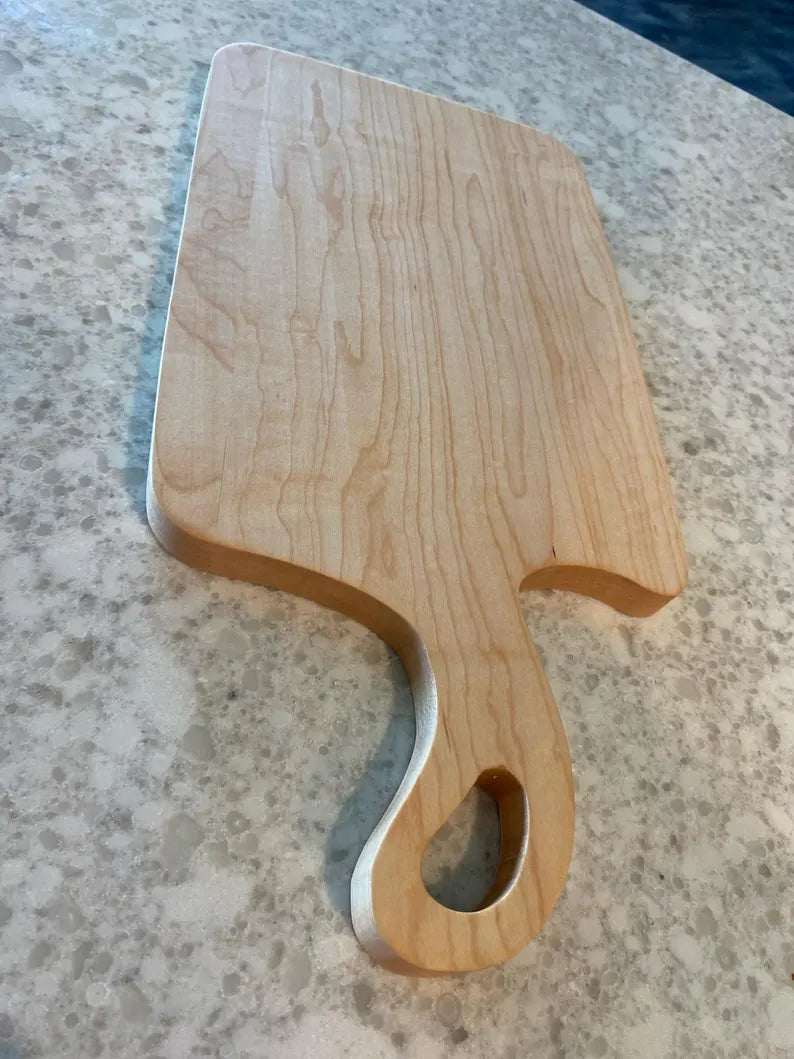 Rustic Maple Cutting Board - Handmade Kitchen Prep Board with Handle 07.18