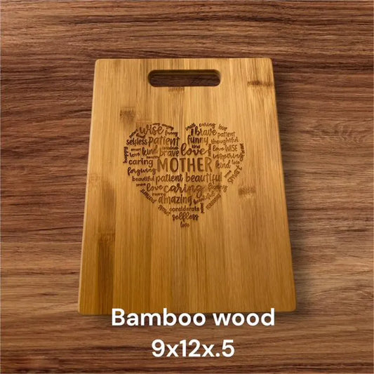 Engraved Bamboo Cutting Board: 'Mother' Word Art, Kitchen Decor 07.04