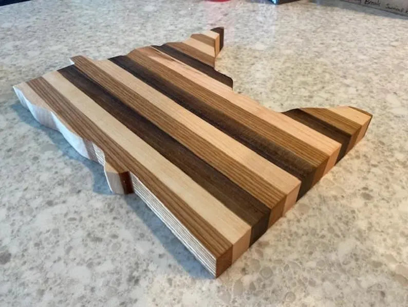 Handmade Minnesota Cutting Board: Black Walnut, Oak & Maple Wood 07.15