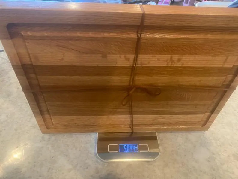 Handmade Oak Cutting Board: Edge Grain Butcher Block with Juice Groove 07.31
