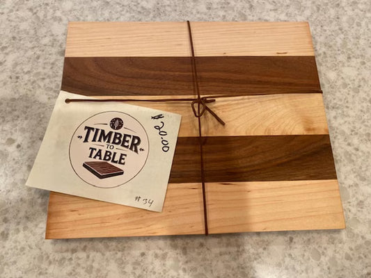 Maple and Walnut Cutting Board – Handmade Small Charcuterie & Serving Board, Food-Safe Finish | Timber to Table