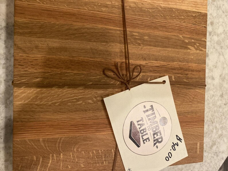 Handmade Oak Cutting Board: Food Safe Beeswax Finish (11.5" x 11.5")