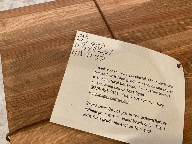 Handmade Oak Cutting Board: Food Safe Beeswax Finish (11.5" x 11.5")